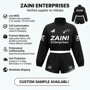 ชุดเซ็ตเสื้อผ้าลำลองผู้หญิงพรีเมียม 2 ชิ้น ผ้าโพลีเอสเตอร์ 220 GSM สีดำ ชุดกีฬาแบบกำหนดเอง แห้งเร็ว - Product Image 1