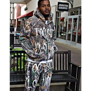 Custom <b>Zip</b> <b>up</b> <b>Hoodie</b> and Sweatpants Set Puff Printed Sweatsuits Customized logo Streetwear Real Tree Camo Tracksuits for Men - Product Image 4