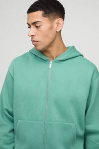 Conjunto Deportivo Informal 100% Algodón, Pantalón con Lavado Ácido y Sudadera con Cremallera, Logotipo Personalizado, Chándal Holgado de Invierno para Hombre - Product Image 3