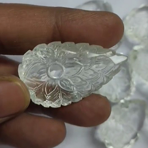 พลอยควอตซ์คริสตัลธรรมชาติ15ชิ้นขนาด17-40มม. รูปไข่แกะสลักด้านหลัง962 CTS Lot Iroc - Product Image 4