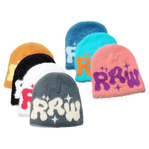 High Quality Hot Selling Wholesale Y2k <b>Winter</b> Plush Letter Beanie <b>Hat</b> Custom Beanie With logo Furry Warm Women <b>Lady</b> Knitted <b>Hat</b> - Product Image 1