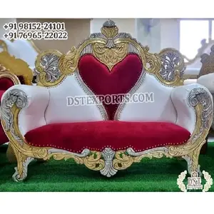 Wedding King Queen divano a forma di cuore matrimonio trono Stage Decor divano a due posti lussuoso produttore di divani da palcoscenico per matrimoni