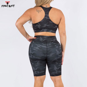 Nouveau Style femmes Gym haut court et vêtements actifs ensembles sans couture Yoga soutien-gorge court au-dessus du genou solide motif le plus populaire quantité minimale de commande 2 pièces - Product Image 3