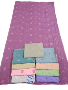 Voile châle écharpe broderie dorée strass musulmane usage quotidien femme africaine 2,2m ethnique floral respirant doux coton léger - Product Image 3