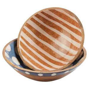 Designer 12-Inch <b>Wooden</b> Salad Bowls Large Decorative Food-Safe Bowls for Serving Stocked Dinnerware <b>Sets</b> for Mother's Day Gifts - Product Image 2