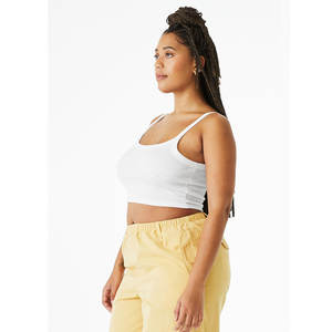 Bella toile femmes MICRO côtes SPAGHETTI sangle réservoir coton polyester Crop débardeur respirant dames Micro côtelé Scoop débardeur - Product Image 3