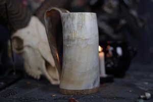 Authentic Eco-Friendly Viking Horn <b>Mug</b> Handmade Buffalo Horn Food Grade Medieval Style Religious Feng Shui Animal Beer <b>Mug</b> - Product Image 2