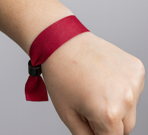 Black Adjustable Polyester/ABS Security <b>Wristband</b> for Festivals Concerts & Events Custom Logo Durable Lock & 1 Color Printing - Product Image 1