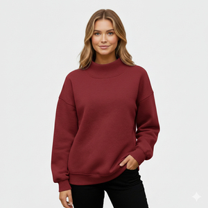 Sweat-shirt à col montant long et ample en peluche chaude, en polaire épaisse et douce, pour femmes, automne-hiver, coupe décontractée, style décontracté quotidien, style streetwear - Product Image 5