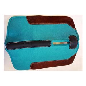 Tapis de selle de cheval Western de qualité supérieure couleur turquoise laine/laine synthétique patchs en cuir feutre assorti anti-dérapant Durable - Product Image 4
