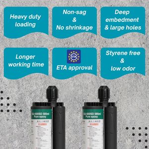 Adhesivo de Anclaje Epoxi de Inyección de Gran Volumen, 585 ml, Certificado por la ETA, de Dos Componentes, Libre de Estireno, Proporción de Mezcla 3:1, de Larga Duración - Product Image 4