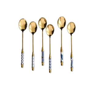 Top Trending Gold Plated Kitchenware Stainless Steel Spoons Serving Utensils <b>for</b> Dessert Coffee Fruit Ice Cream Tea Spoon - Product Image 1