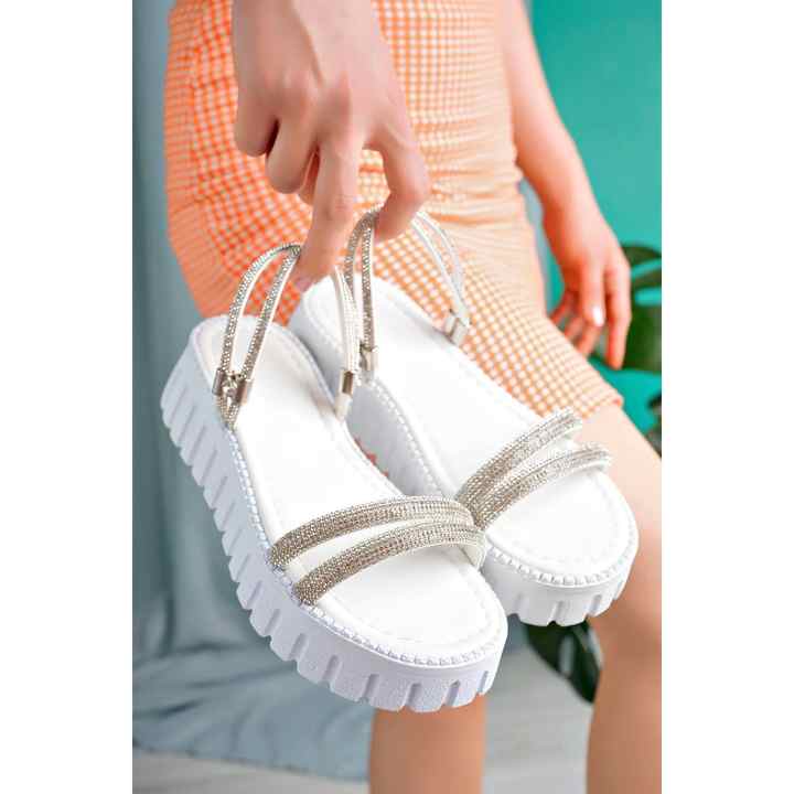 Perry PRY033 2 Stripes Flat Sole Stone Sandals