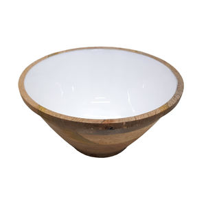 Venta al por mayor a granel naranja esmalte impresión madera forma redonda frutero Mesa Hogar y hoteles comida y aperitivos cuencos para servir hechos a mano - Product Image 4