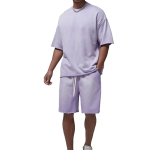 Pantalones cortos de lijado de gran tamaño Vintage de alta calidad con camiseta de cuello redondo Diseño de estampado de tela de punto Tinte lavable Hecho por RAM Industry - Product Image 1