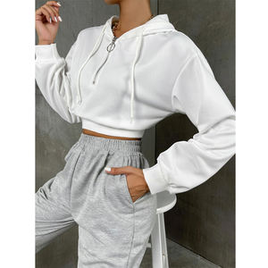 Sudaderas con capucha cortas modernas y elegantes para mujer, sudaderas con capucha bordadas a la moda de mezcla de algodón y poliéster, mejora tu invierno - Product Image 6