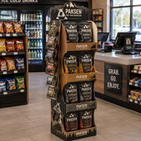 Présentoir en carton ondulé personnalisé pour viande séchée, snacks, viande séchée, aliments, présentoir de vente au détail POP en papier