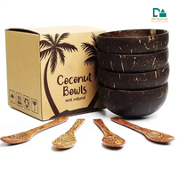 Ensemble de bols en bois gravés naturels réutilisables avec cuillère en bambou, boîte en carton, vente en gros UE B2B