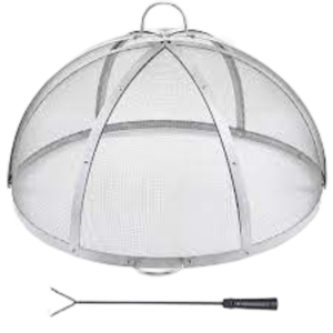 Brasero rond extérieur robuste avec support, écran anti-étincelles et pique à brasero – Design élégant, accessoire de jardin pour maison, hôtel, foyer extérieur - Product Image 3