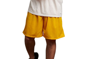 Shorts de sport en toile de polyester de haute qualité pour hommes, taille mi-haute, avec maille personnalisée et motif uni, pour le basketball (vente en gros) - Product Image 3