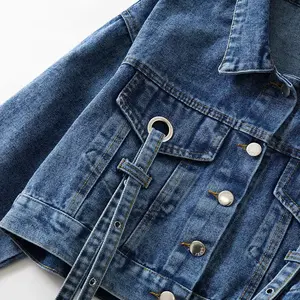 Femmes élégant décontracté Denim veste à manches longues bleu Jean manteau léger vêtements d'extérieur 2024 - Product Image 4