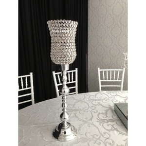 Bougeoir en cristal de luxe Fêtes de mariage Décoration de table Pièce maîtresse Élégant bougeoir en cristal argenté - Product Image 2