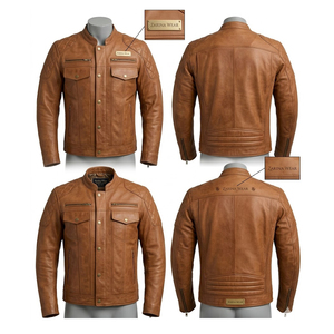 Men’s Distressed Leather <b>Jacket</b> Vintage Style Fashion Coat Men’s Fashion Biker Leather <b>Jacket</b> - Product Image 5