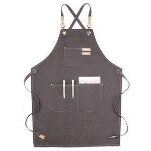 New Design Heavy Duty Thick <b>Canvas</b> Anti Dirty Custom Cross <b>Back</b> Barber Apron Two Tone <b>Canvas</b> Aprons with Multifunction Pockets - Product Image 1