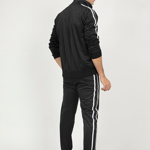 Light Weight Custom 100% Polyester Sleeve <b>Stripe</b> Causal Plain Blank Stand up Collar Zipper Closure Tracksuits for Men's - Product Image 6