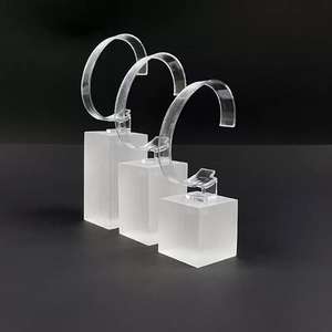 อะคริลิคขัดเงาแบบกำหนดเองปี 2026 สำหรับแท่นวางนาฬิกา ชั้นวางมุมพลาสติกสลักด้วยเลเซอร์ ประกอบง่าย ฐานสีดำและสีขาว - Product Image 1