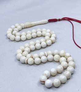 ลูกปัดละหมาดทำด้วยมือสีขาว10มม. ทำจากเรซินสีอำพันมุสลิมอิสลามอิสลาม - Product Image 3