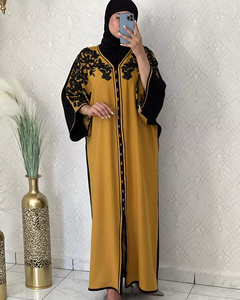 Abaya de Satén Larga de Alta Calidad, Antiarrugas, Hecha a Mano, para Mujer, Estilo Dubái de Lujo Personalizado, Mangas con Volantes, Talla Pequeña, para Musulmanas - Product Image 5