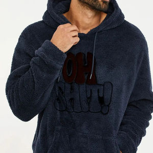 Sweats à capuche en polaire sherpa moelleux pour hommes Polyester/coton Automne Uni avec poches kangourou Séchage rapide Écologique - Product Image 4