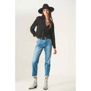 Jeans de Mezclilla de Cintura Alta con Estampado Vintage, Rotos y Decorados, Transpirables, de Corte Recto, Estilo Y2K, Lindos y Casuales para Invierno, Verano y Otoño, Talla XL - Product Image 6