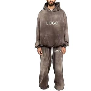 Conjunto Deportivo de Hombre, de Alta Calidad, Transpirable, Lavado Ácido, 100% Algodón, Felpa, Hombros Caídos, Pantalones Deportivos Holgados de Invierno - Product Image 3