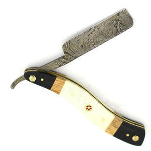 Maquinilla de afeitar recta de acero de Damasco Vintage, afeitadora en húmedo cortada en la garganta, maquinilla de afeitar en húmedo con correa de afilado y bolsa - Product Image 3