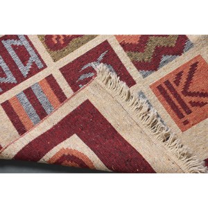 พรมตุรกี, พรมวินเทจขนาดเล็ก 2.5x4.4 ฟุต, พรมลายดอกไม้สีแดงเบจ - Product Image 4