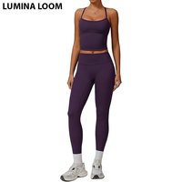 Conjunto Deportivo de 2 Piezas para Mujer, Top Deportivo sin Costuras de Secado Rápido y Transpirable con Hombros Descubiertos, Leggings con Estampado Floral, para Yoga y Fitness