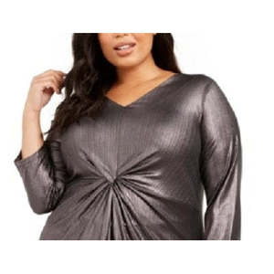 Top in Maglia da Donna Alfani Taglia Extra Large Nero con Design Intrecciato Metallizzato sul Davanti - Product Image 2