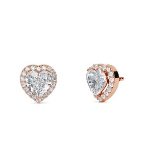 Pendientes de Diamante con Halo Simple, Diamante Cultivado en Laboratorio de 0.60 Ct en Platino, para Ocasiones Especiales y Fiestas - Product Image 3