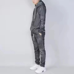 Ensemble de survêtement décontracté deux pièces en molleton délavé pour l'hiver : sweat à capuche et pantalon de jogging, style streetwear, logo personnalisé - Product Image 5
