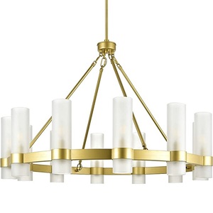 Métal robuste avec finition dorée suspendu 12 lumières pendentif salle à manger lustre décoratif pour bureau maison salon - Product Image 1