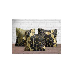 Juego de fundas de cojín de yute sutil aterciopelado de 3 piezas 43x43 hojas geométricas orgánicas cuadradas personalizadas para el hospital doméstico para Navidad - Product Image 1