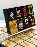 Ensemble de Mahjong noir motif de police boîte-cadeau de carreaux de Mahjong personnalisé ensemble de Mahjong américain