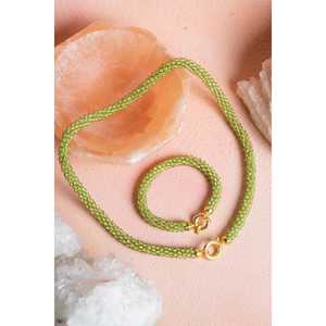 Certified Handmade Knitted <b>Peridot</b> Silver Clasp Set Necklace 48 cm, <b>Bracelet</b> 19 cm - Product Image 4
