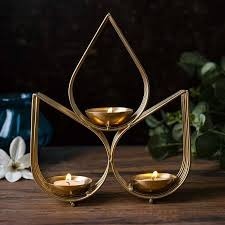 Stunning Gold Finished Metal <b>Tealight</b> <b>Holder</b> Decorative Candle Stand for Home Diwali Festival Christmas and Spiritual Use - Product Image 5