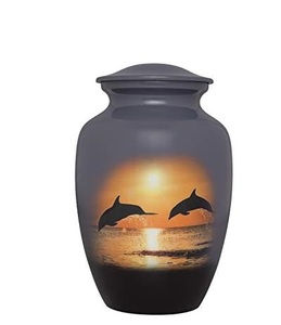 Dolphins Medium Dolphins Urna de cremación Urna funeraria para cenizas humanas Hecho a mano en aluminio Adecuado para cementerio Tamaño personalizado - Product Image 2