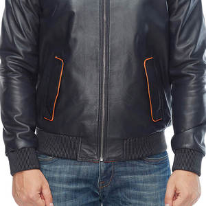 Chaqueta de Cuero Bomber para Hombre de Alta Calidad al Mejor Precio, Chaqueta de Cuero de Manga Larga, Diseña Tus Propias Chaquetas de Moda de Cuero - Product Image 5