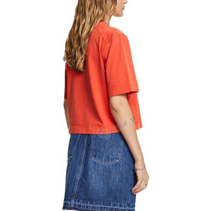 Camiseta cuadrada de algodón para mujer Regular Fit 100% Color sólido sostenible Estilo de verano ecológico de Bangladesh - Product Image 2