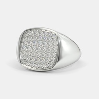 Bague de chevalier carrée David 1ctw Pave Diamond CVD Ring Mens Wedding Ring Argent sterling 925 Iced Out Diamond Square